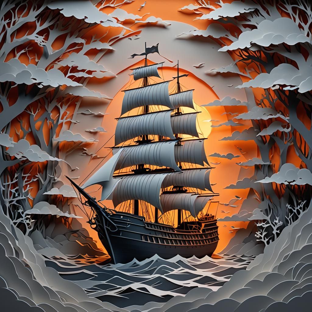 Kirigami Seascape  by @Alyarie