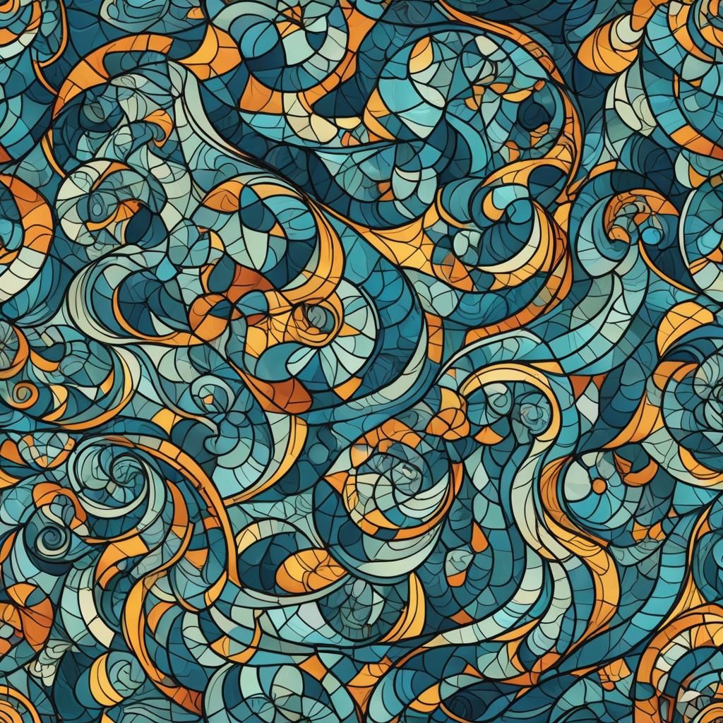 Stained glass window ocean