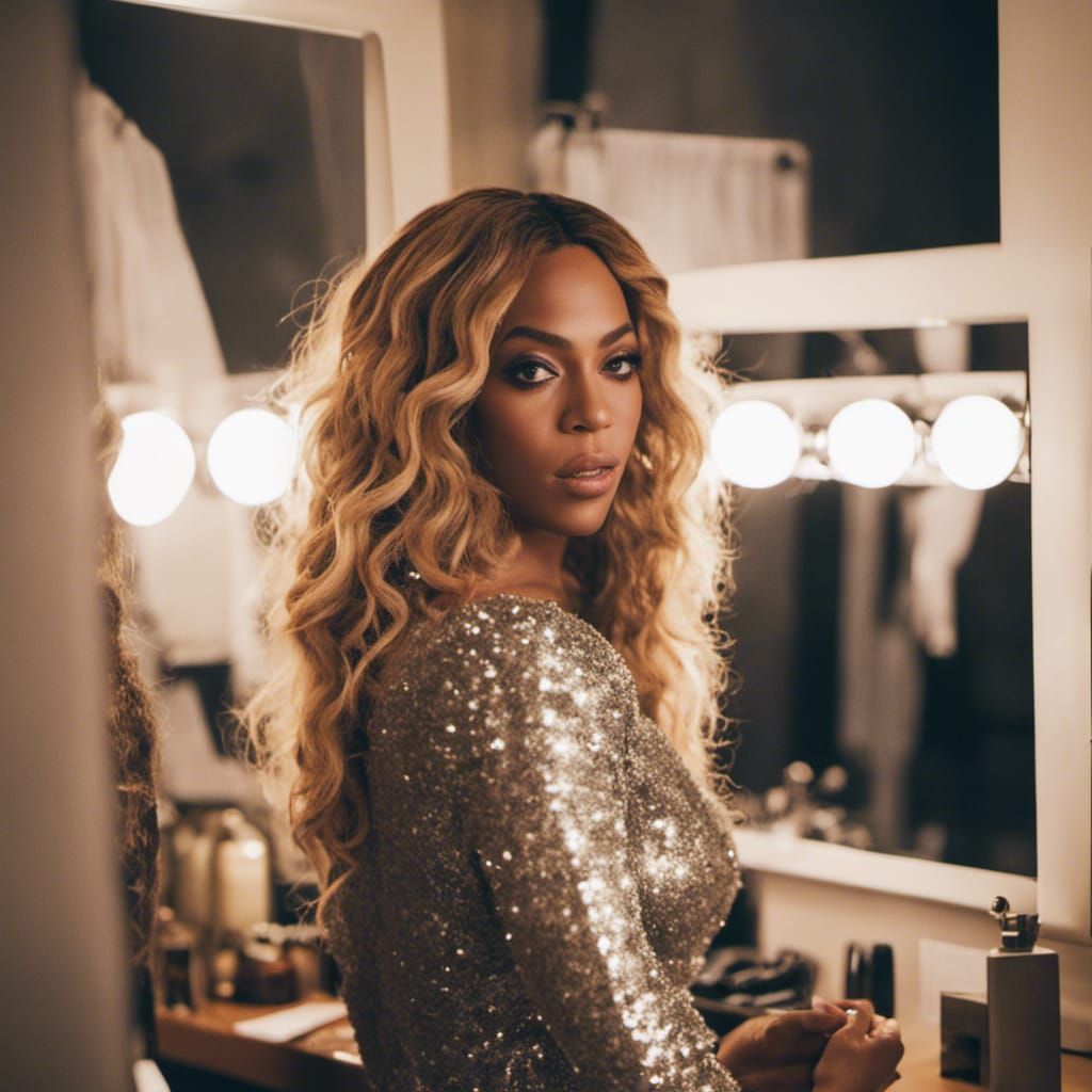 Beyoncé in her dressing room before performing