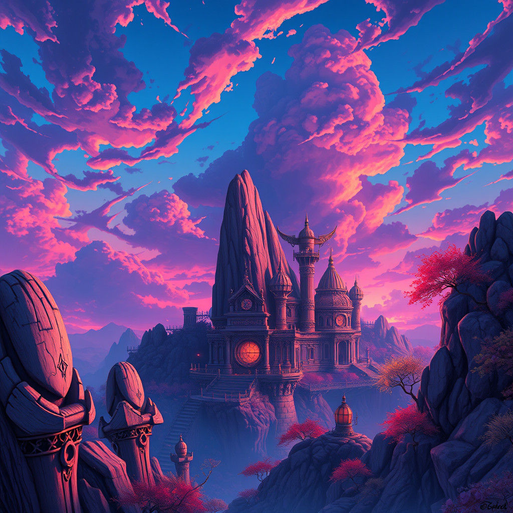 Anime-Inspired Fantasy Scene in Detailed Matte Painting Styl...