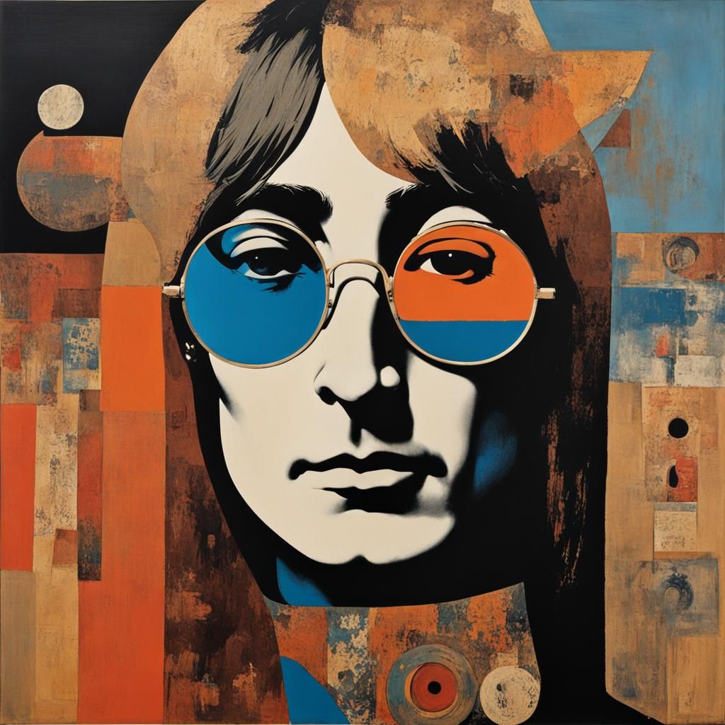 John Lennon Portrait in Hannah Hoch Collage Style