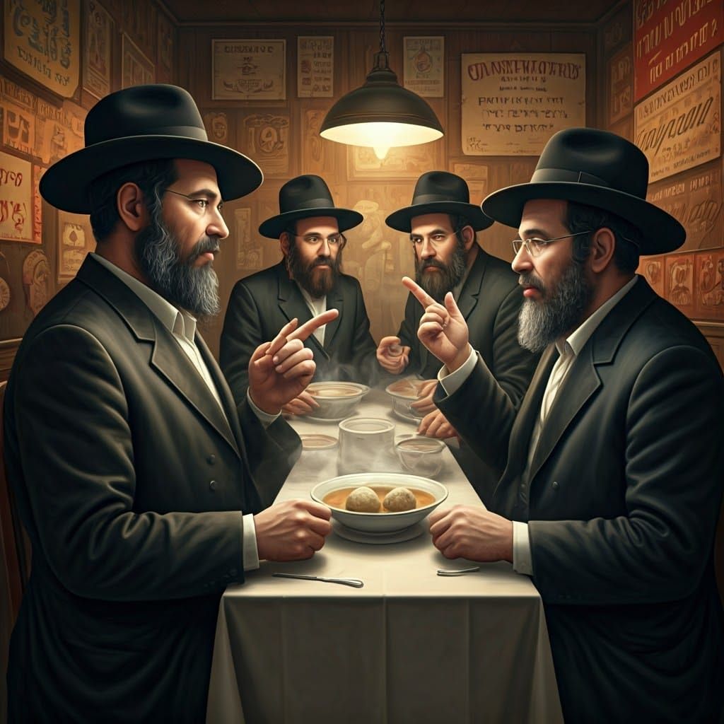 Lively Discussion Over Matzah Ball Soup: Hyperrealistic Oil ...