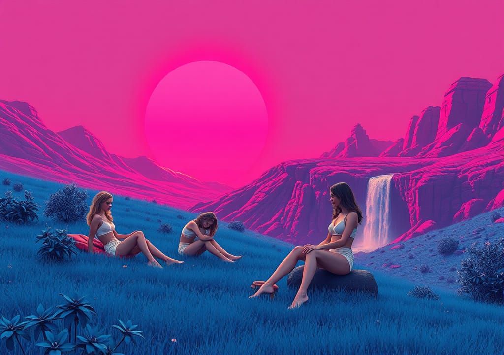 picnic in a pink sun world