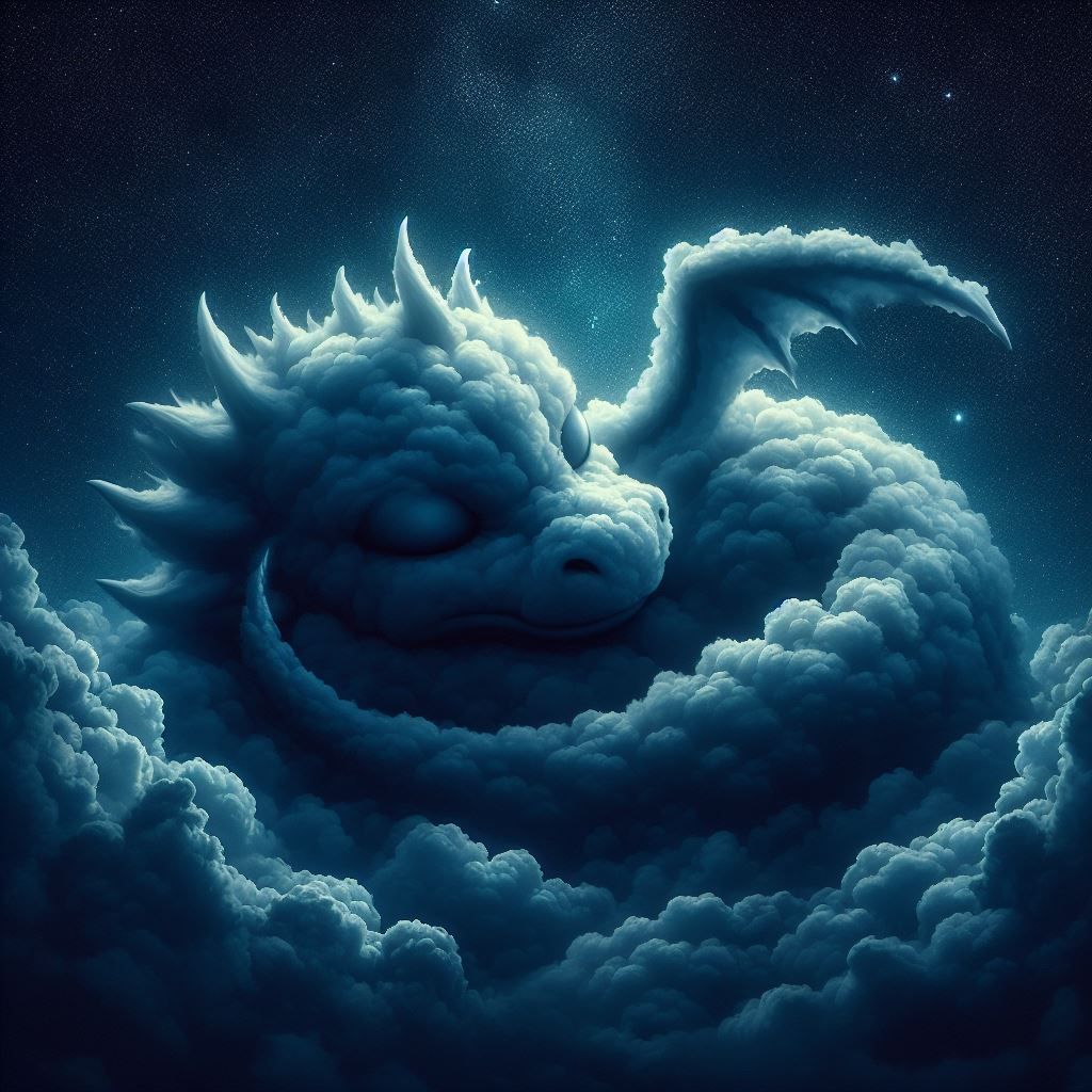 Cloud sculpture - Sleepy Baby Dragon  by @Lia