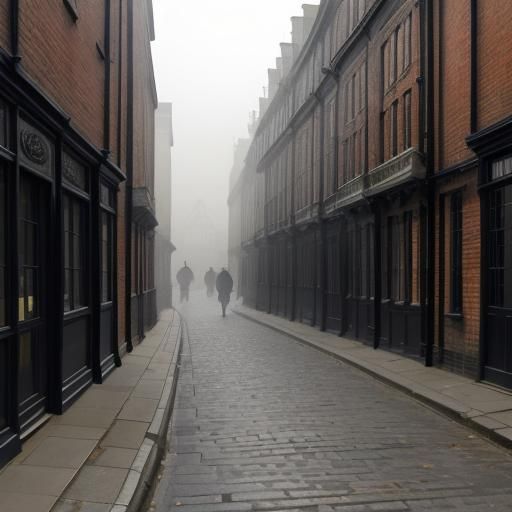 1880s misty London street