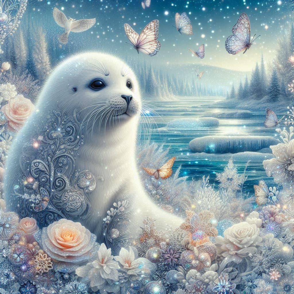 Artic seal in a winter wonderland