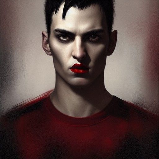 A hyper realistic portrait of a young man with short black h...