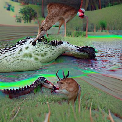 crocodile eats deer 8K 3D 8k resolution