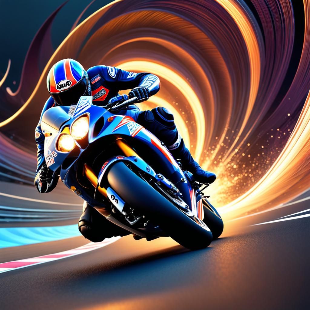 Motorcycle Racer Leaning on a Curve - AI Generated Artwork - NightCafe ...