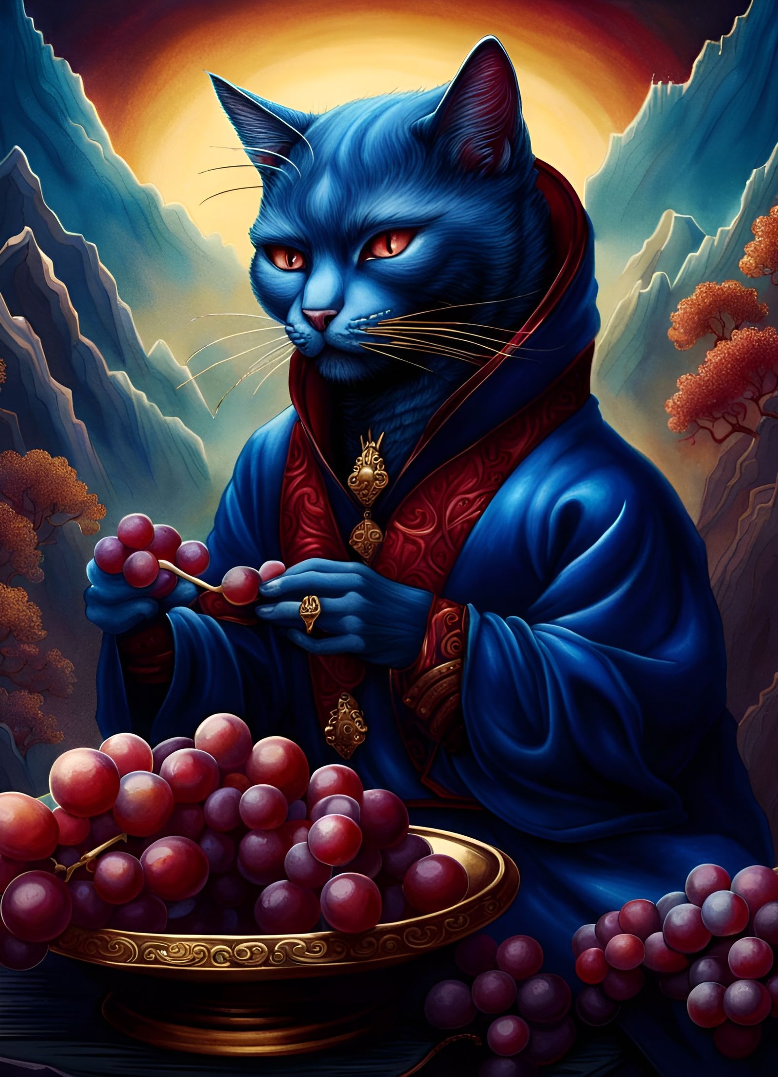 Sir McCinley eating grapes  by @Indian Summer