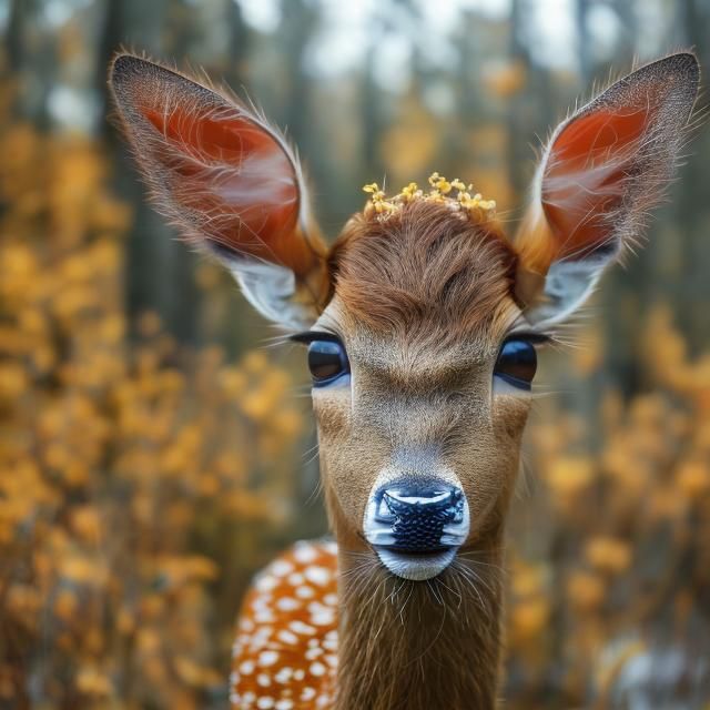 a close up portrait of a deer <lora:MJ6 Animals:1.3> a high-resolution, photorealistic image that exhibits hyperrealism, a high level of tex...