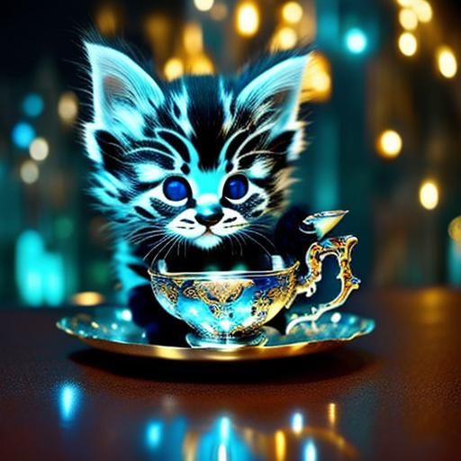 Sci Fi kitten and their tea
