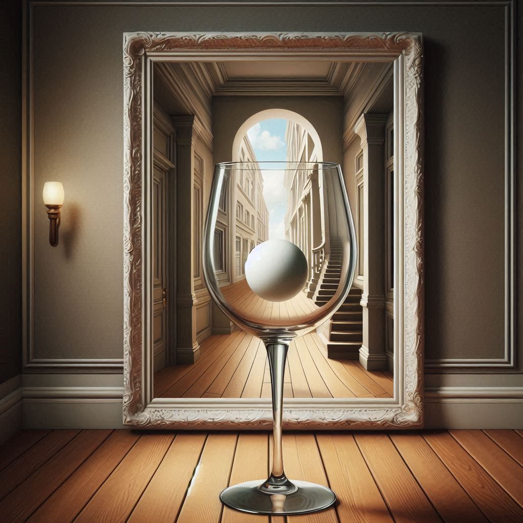 Wine glass with white ball