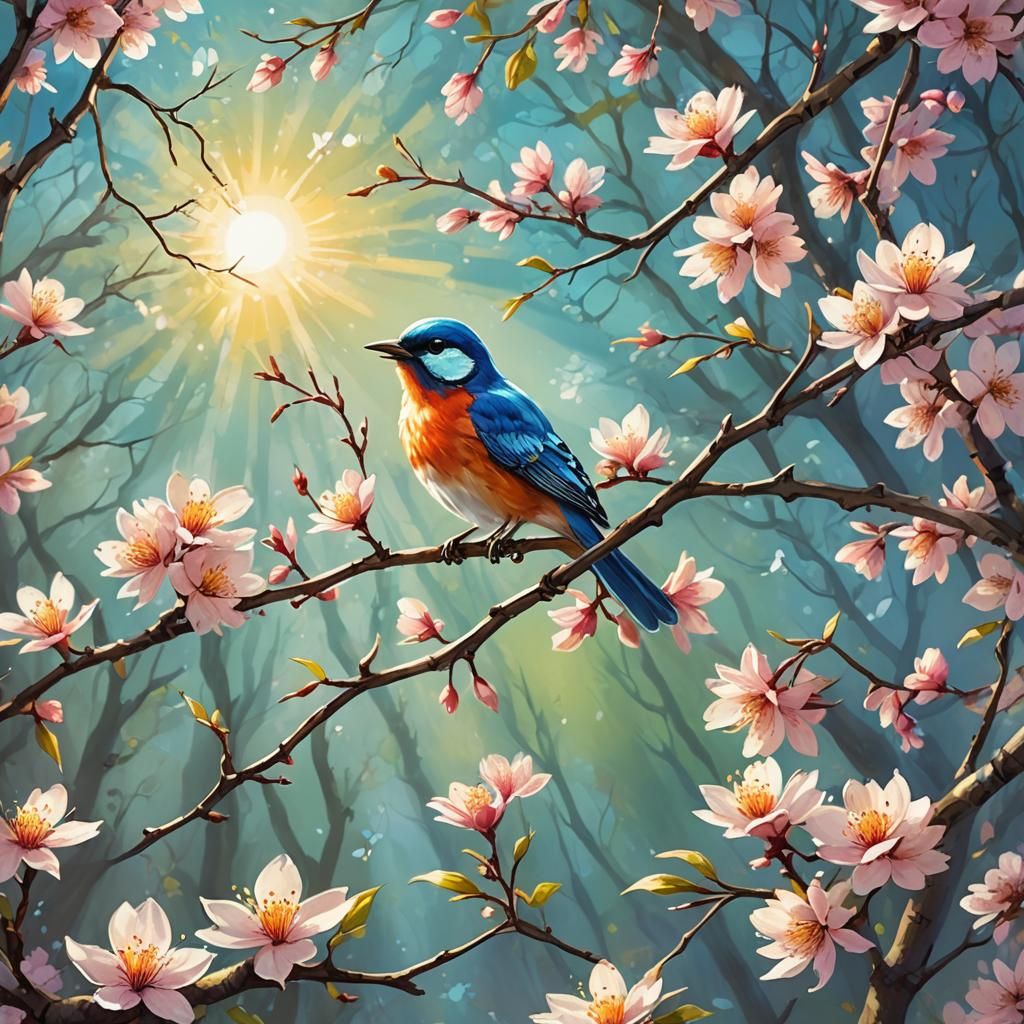 the blossom tree bird   by @Kosh