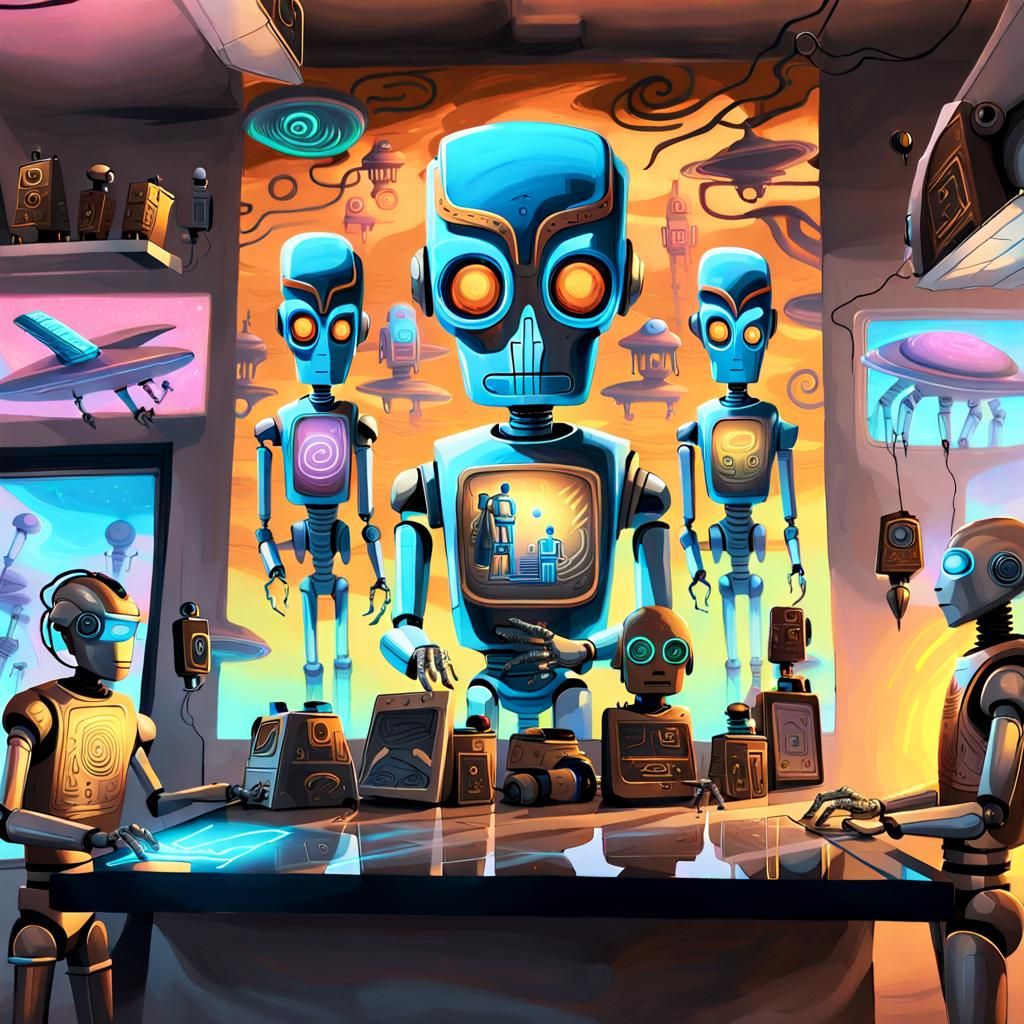 Robots and Aliens Trade in Surreal Marketplace