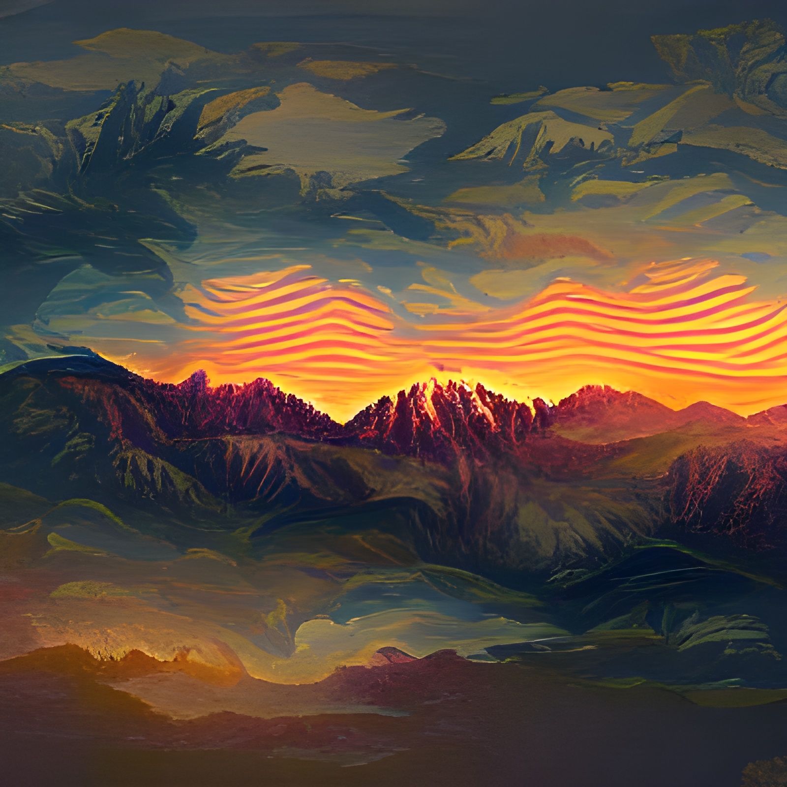 sunset over the mountains