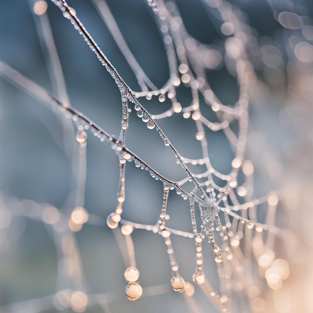 Morning Dew on a Spiderweb  by @Lawrence of the Shire