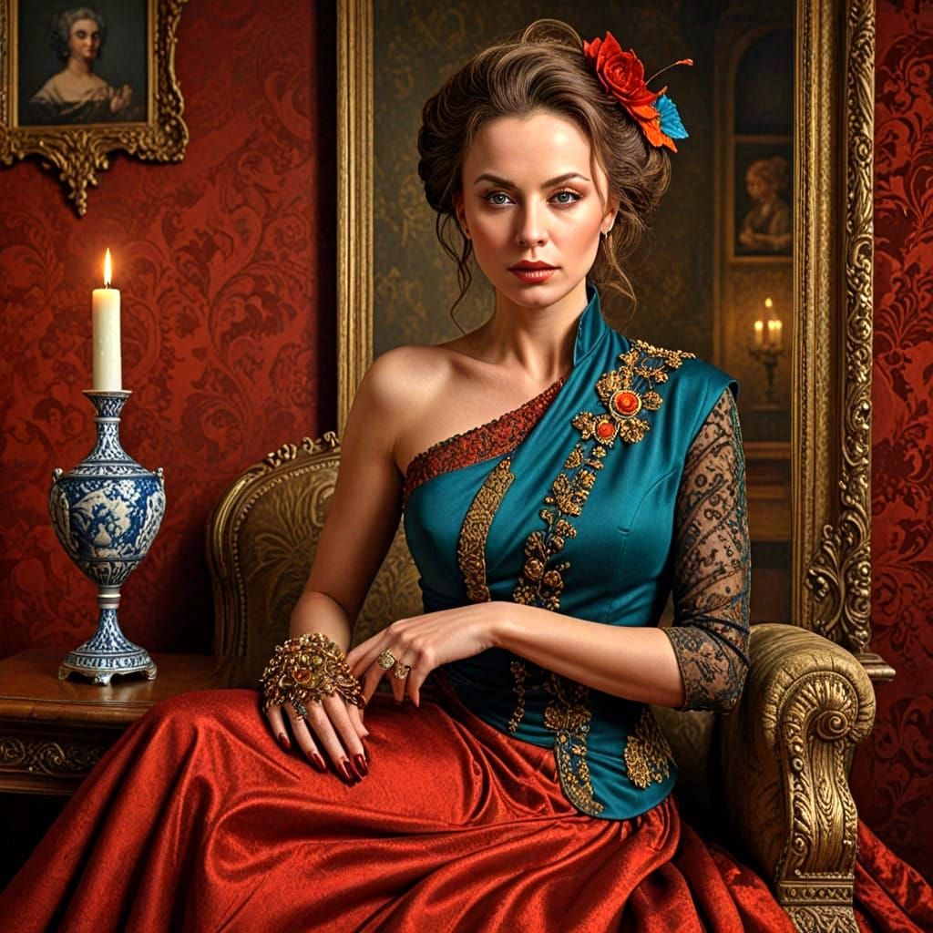 Vibrant Portrait of a Captivating Lady in Full Color