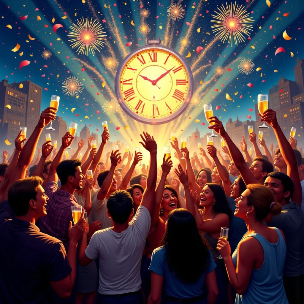 A new years eve <lora:Firework Spectacular:1.0>