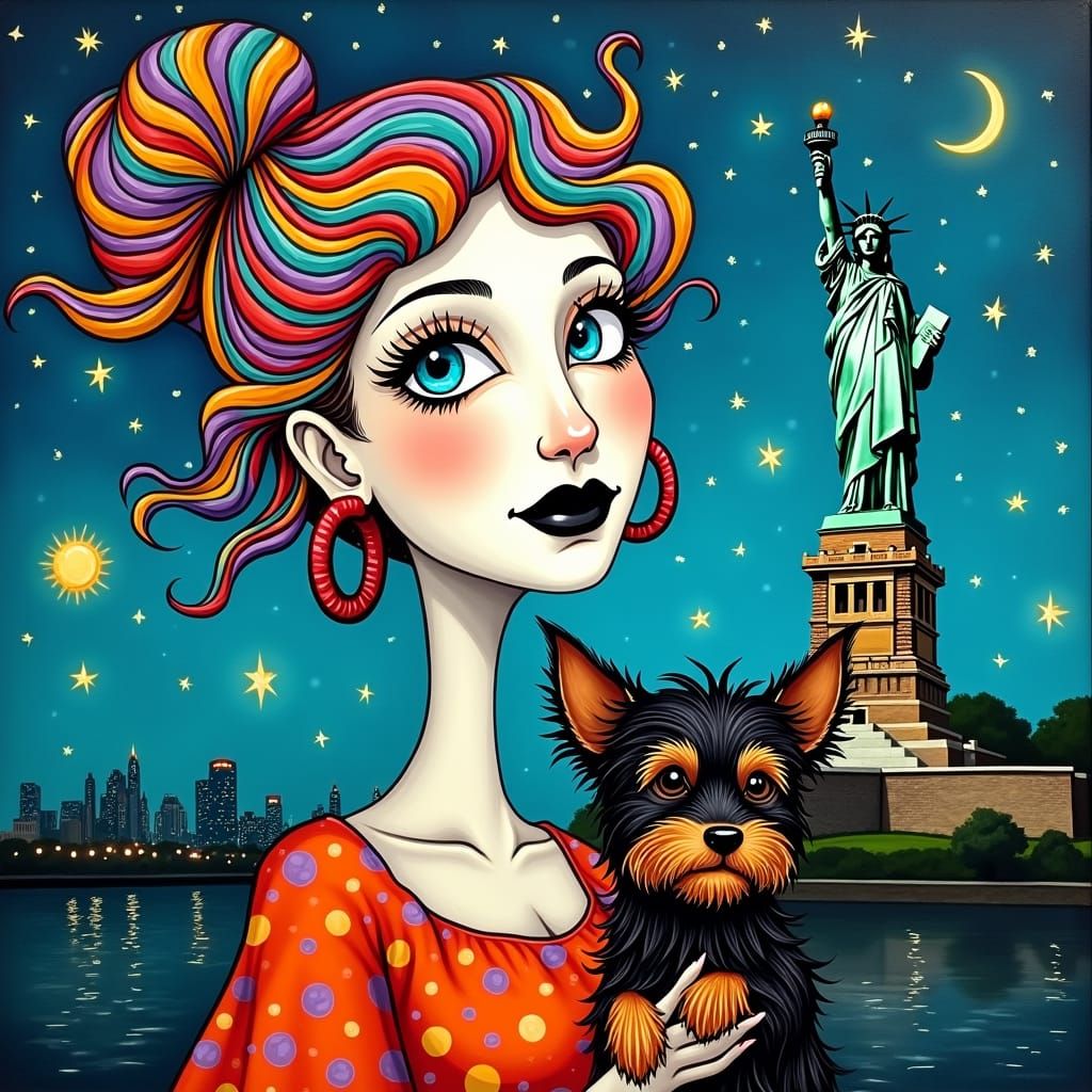 A Starry Night at the Statue of Liberty