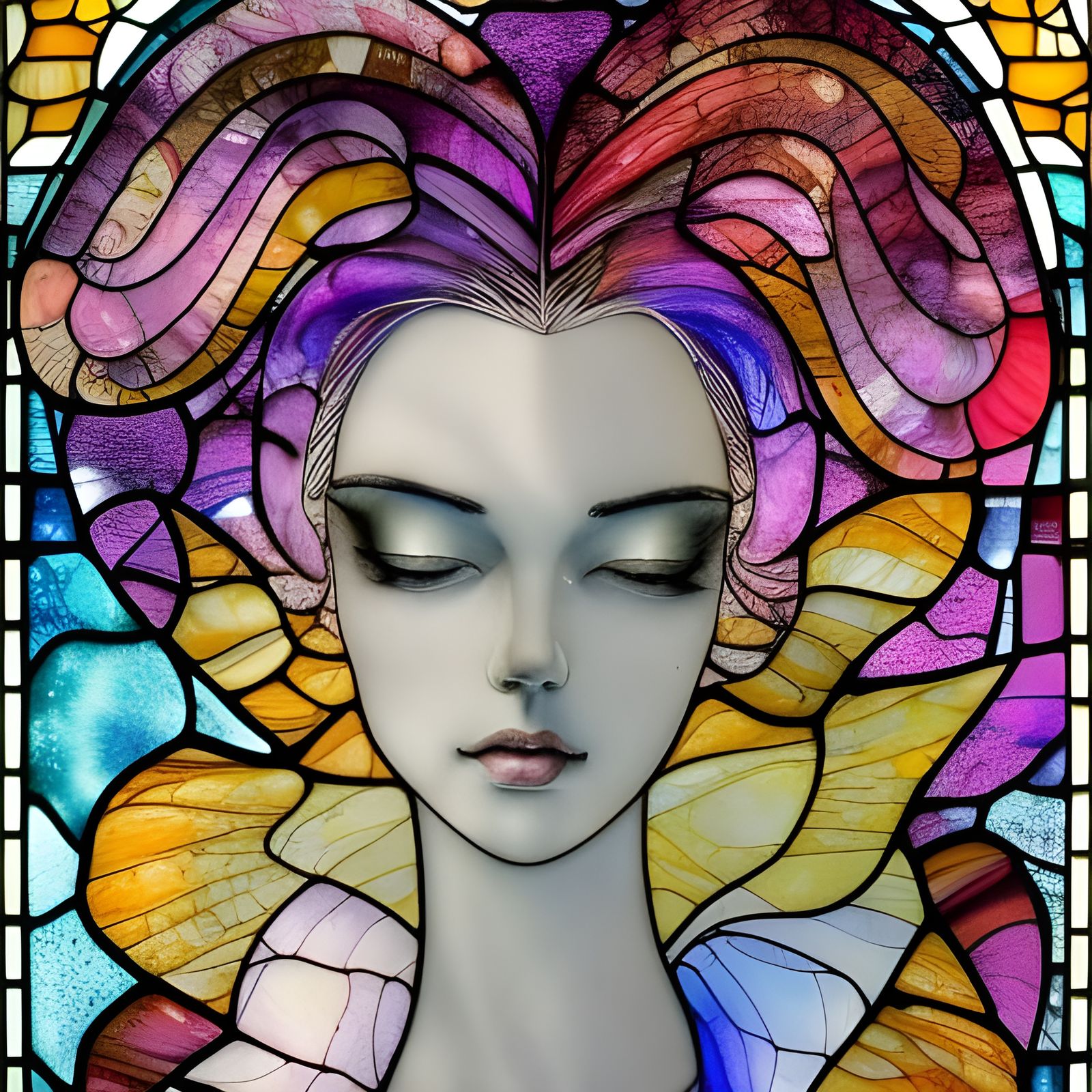 Marbled Lady Stained Glass Window - AI Generated Artwork - NightCafe ...