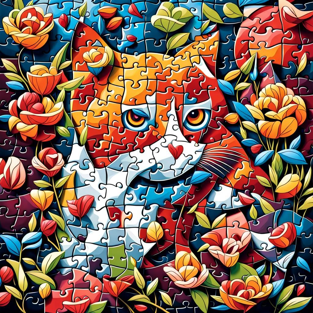 Puzzle cat AI Generated Artwork NightCafe Creator