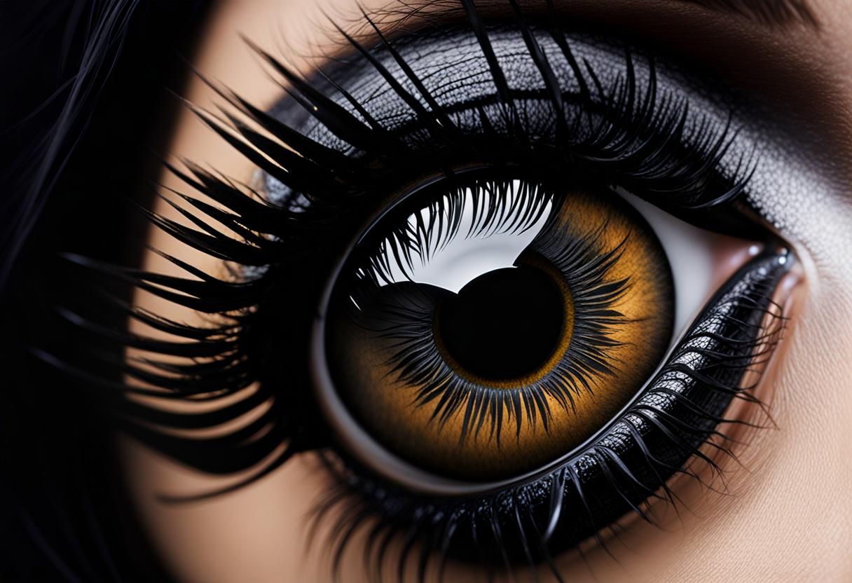 Eyeball; gothic, emo, eyeliner, eyeshadow, hazel eye, HyperRealistic