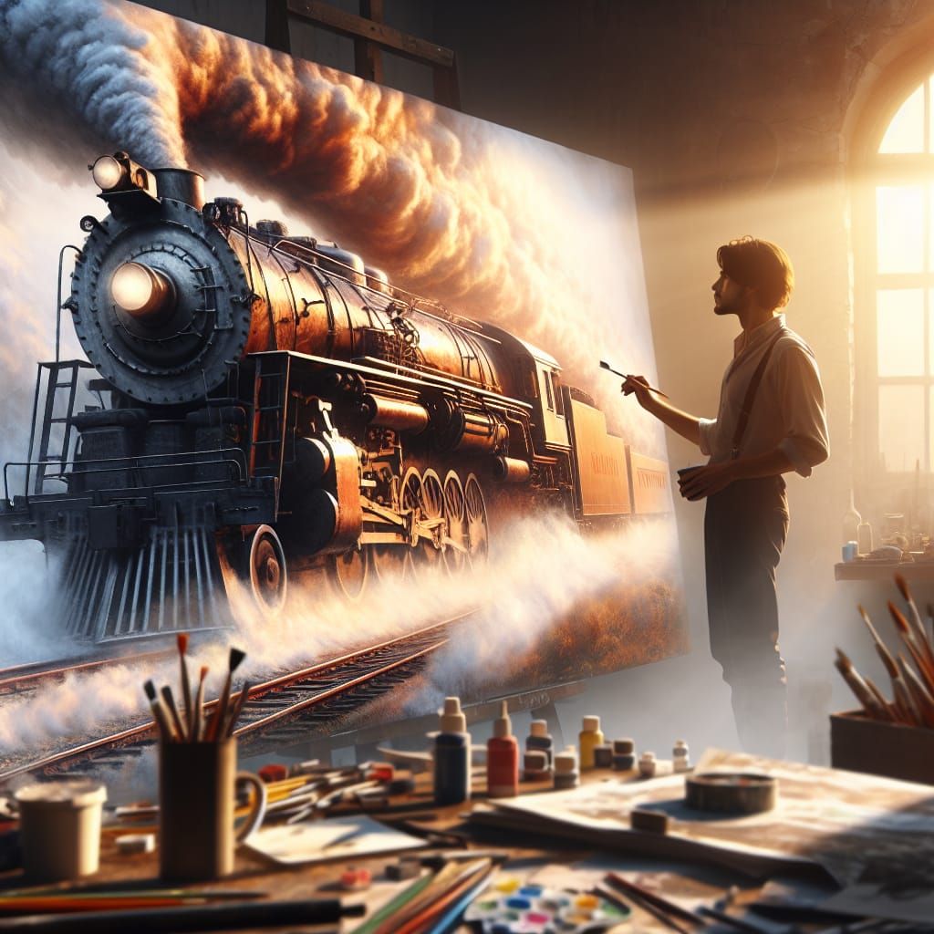 A steam locomotive   by @Fredericco