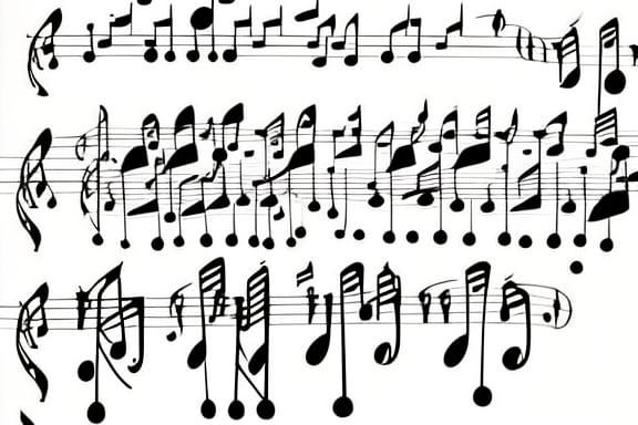a black and white photo of musical notes, music notes, sheet...