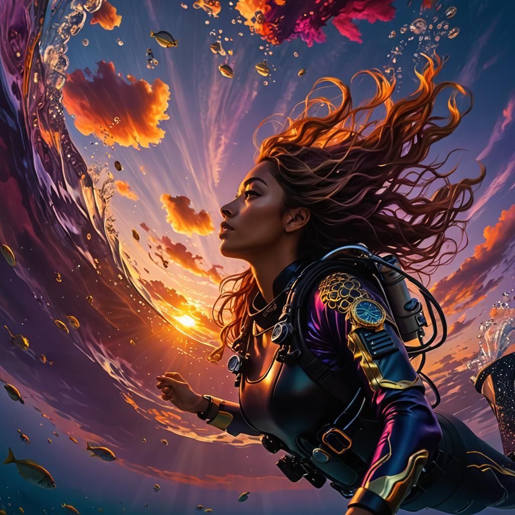 The Ocean turns to Sky  by @Tisiphone