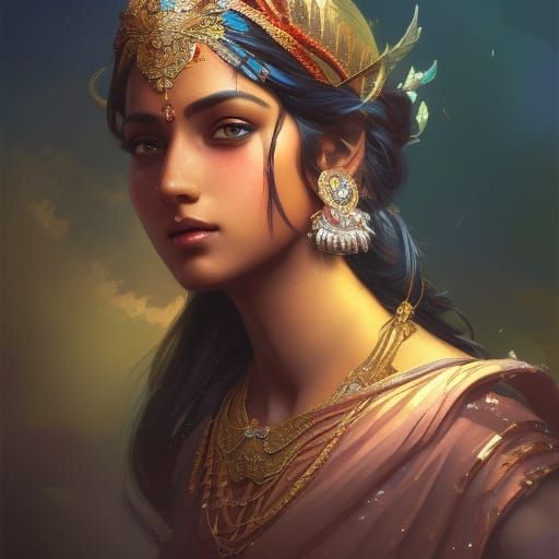 fantasy indian girl goddess - AI Generated Artwork - NightCafe Creator