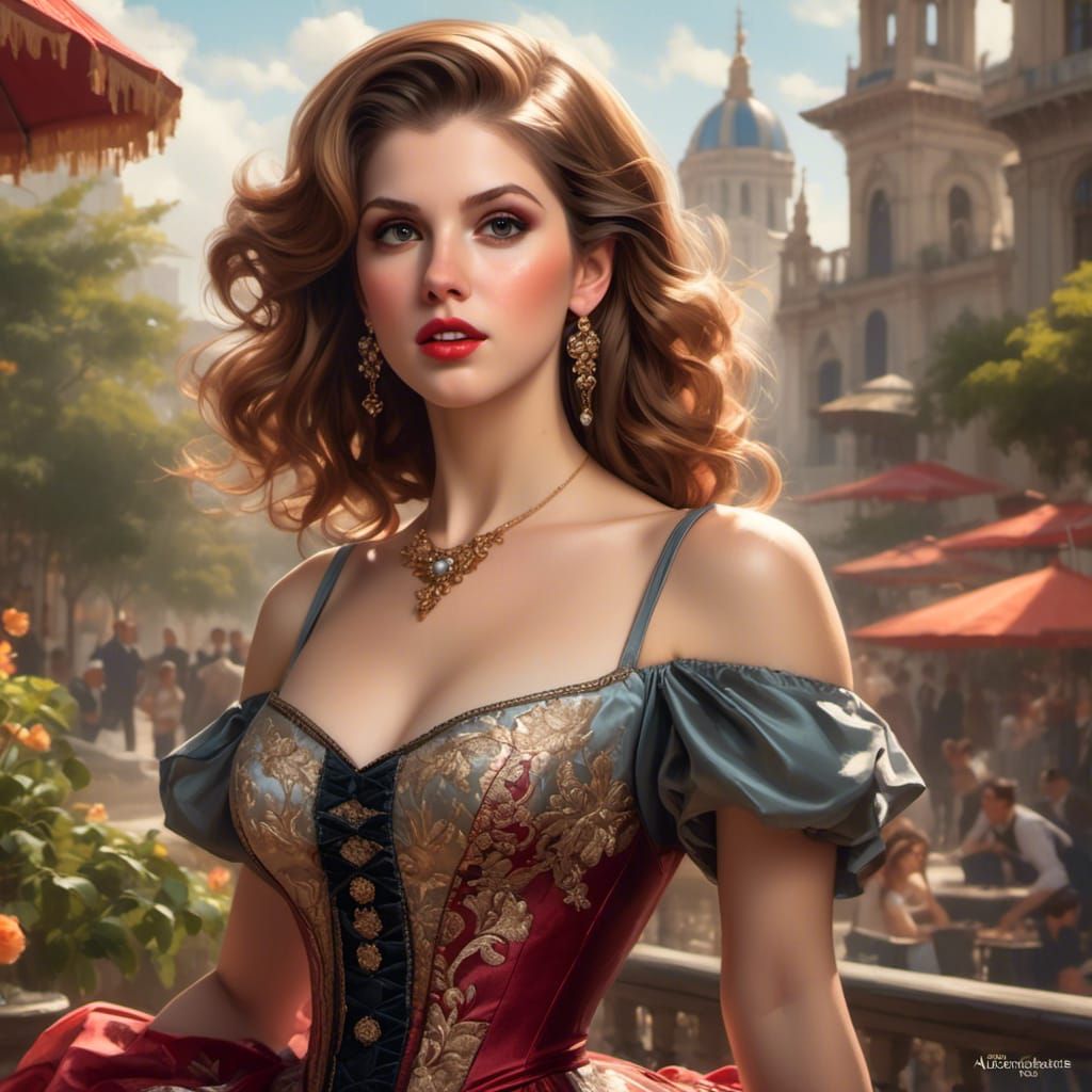 <lora:Pinup:1.0> Anna Kendrick, Petite brunette, slim, slend...