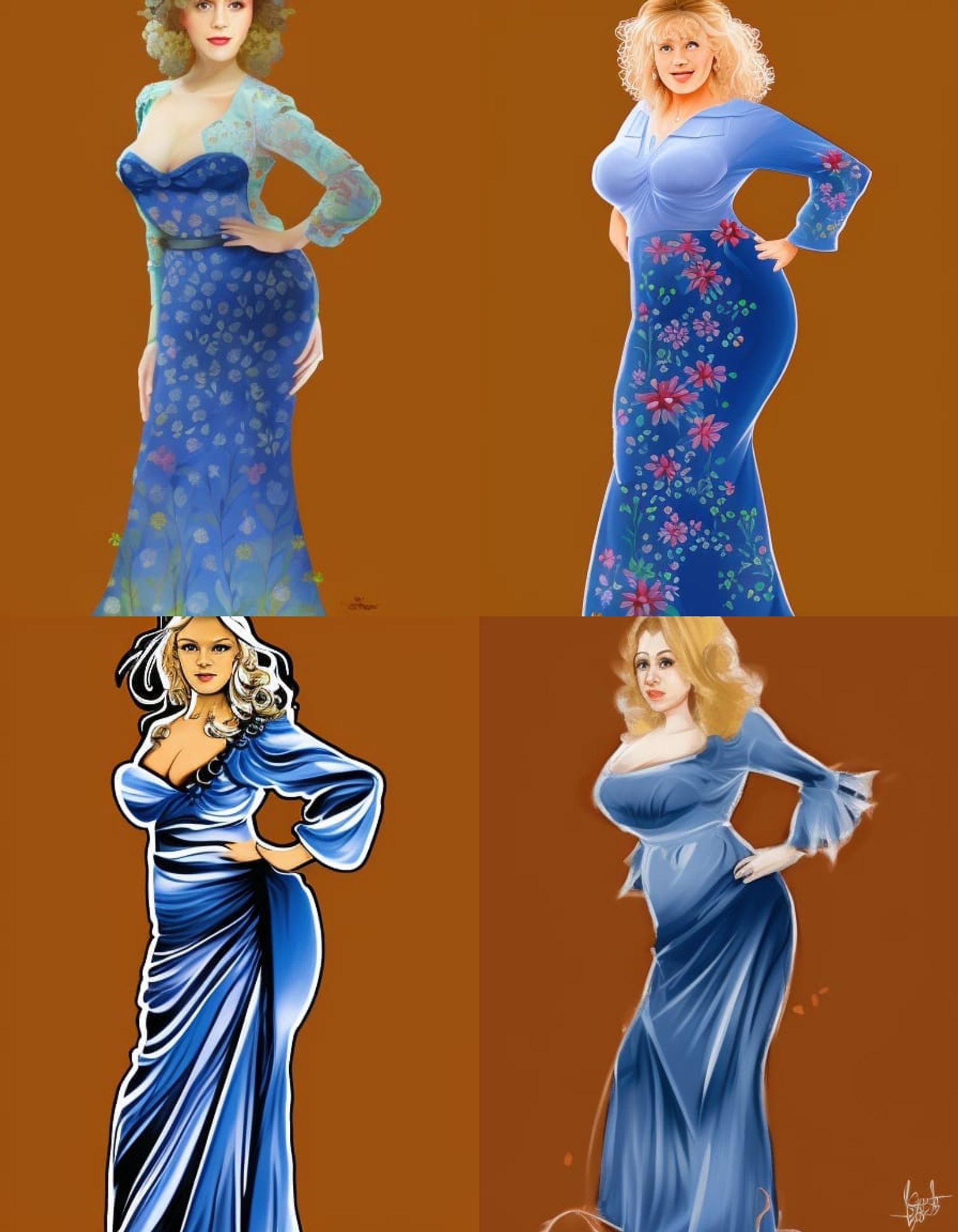 Realistic Full Body Portrait 48 Year Old Woman In Long Blue Dress With realistic-full-body-portrait-48-year-old-woman-in-long-blue-dress-with
