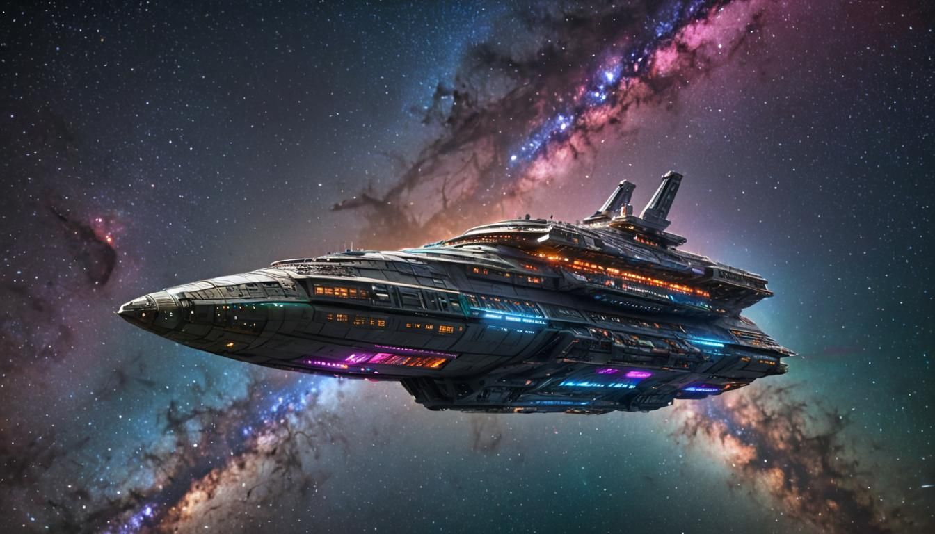 Futuristic Megaship Cruising through the Universe  by @Thomas-Future