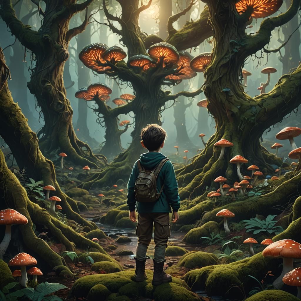 Mystical Forest Boy in Fantasy Realism