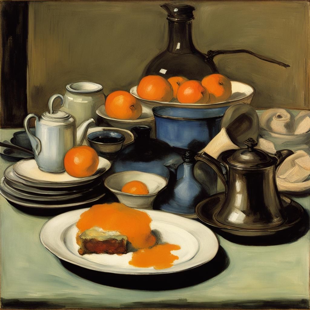 a flat nightcaptured elegant operation marmalade port of kitchenware as a detailable art, in