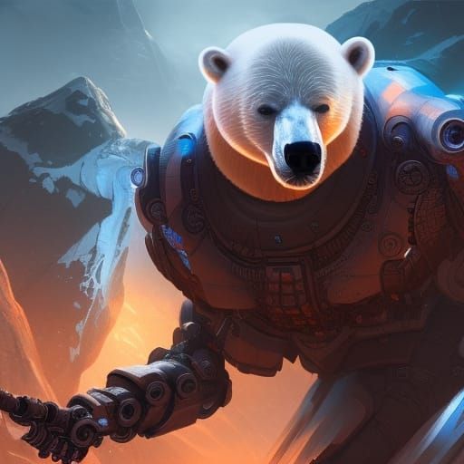 polar bear who is a robot villain - AI Generated Artwork - NightCafe ...