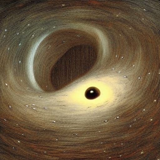 Galaxys with stars and a black hole, style by 
gustave doré