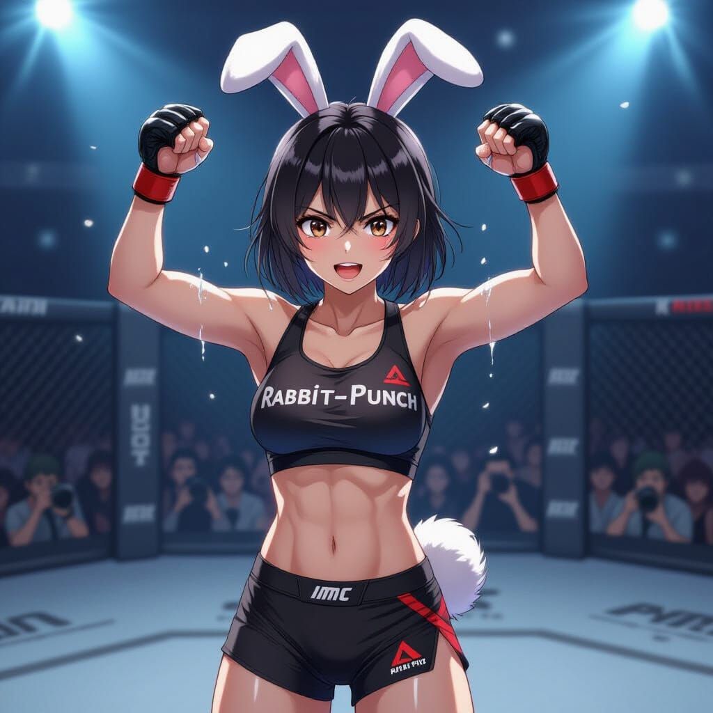 Anime MMA Fighter Celebrates Victory