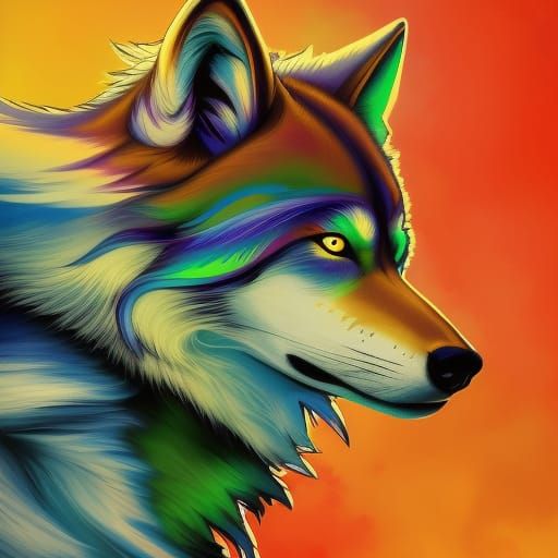 Rainbow Wolf - AI Generated Artwork - NightCafe Creator