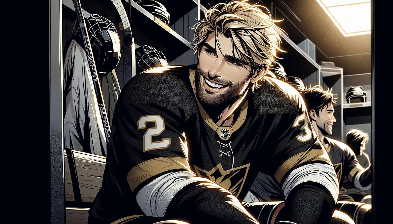 Handsome ice-Hockey player