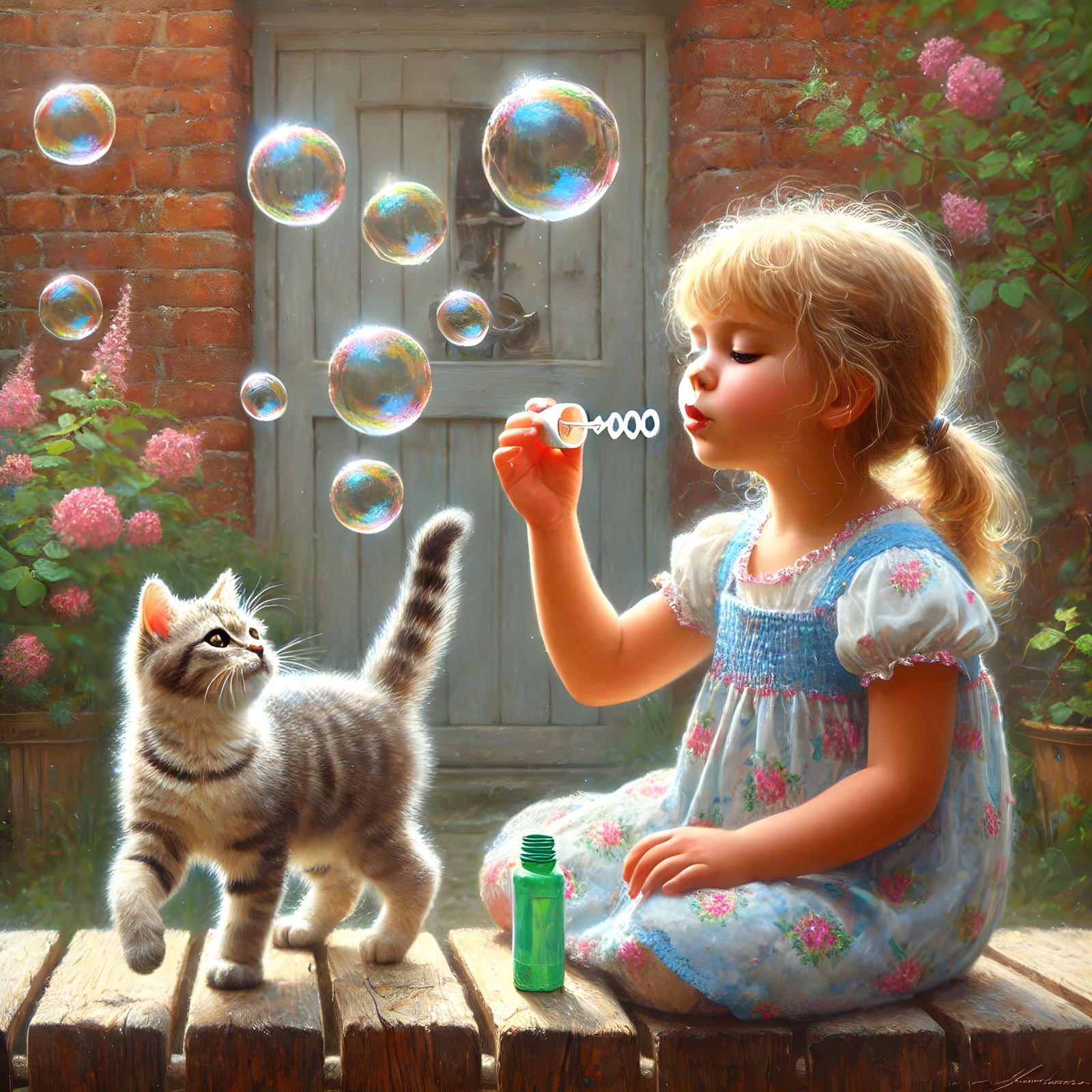 Blowing Bubbles For Kitty
