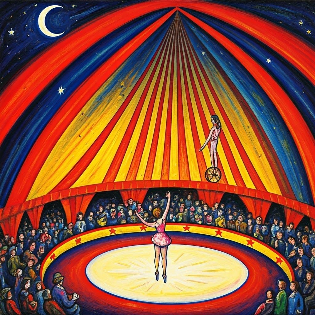 Whimsical Circus Scene Inspired by Chagall and Matisse