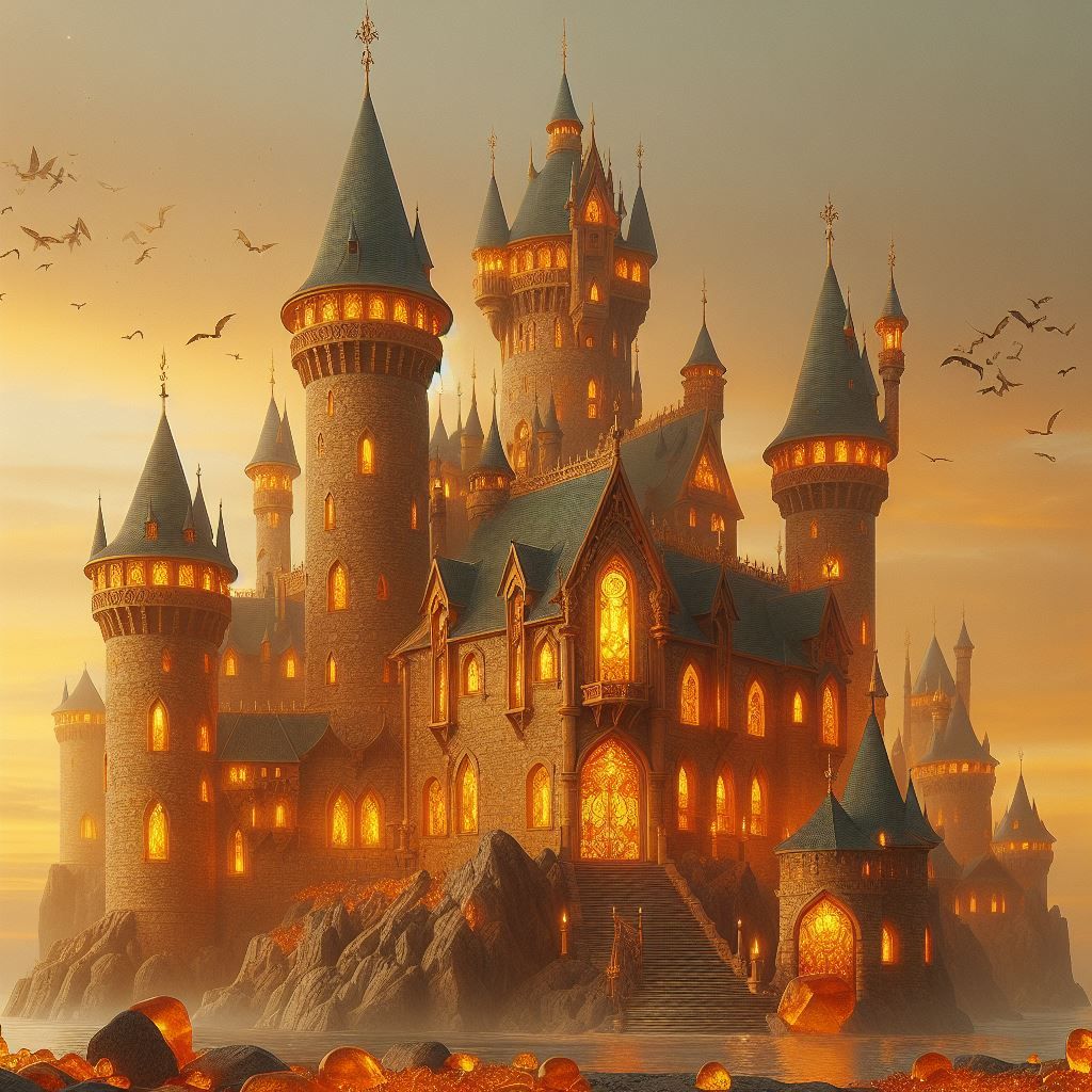 Amber Castle - AI Generated Artwork - NightCafe Creator