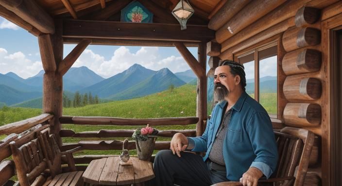 54-year-old with gray and auburn hair trim mustache and goat...