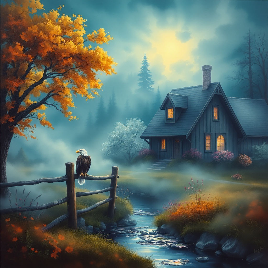 Bald Eagle sitting on a wooden fence