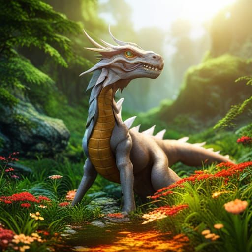 Pete the Dragon in a Beautiful Forest