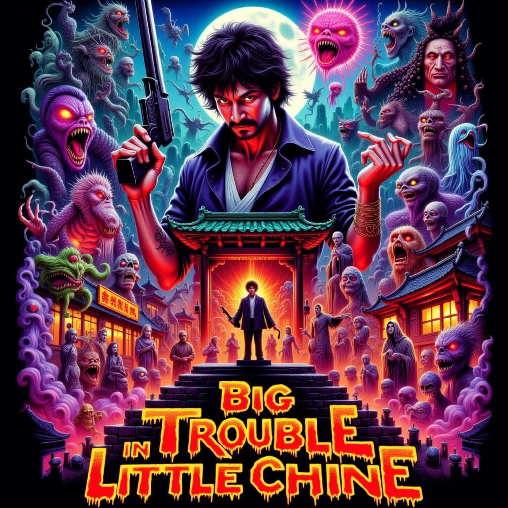 "Big Trouble in Little China" Movie Poster Remake <lora:LSH:1.0>