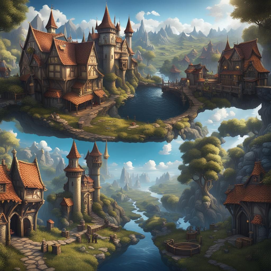 Board Game Themed Worlds detailed, style medieval