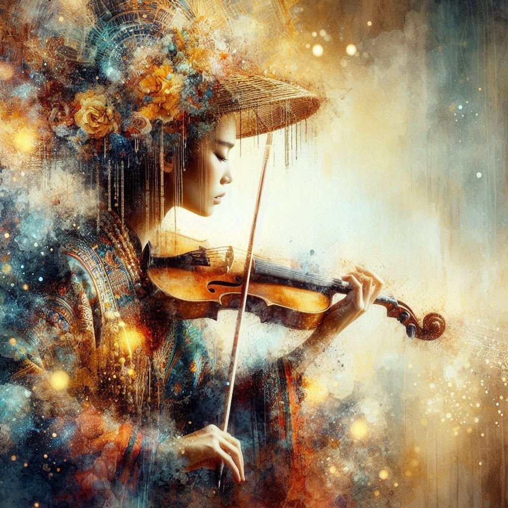 double exposure beautiful fantasy DALL-E 3 portrait landscap...